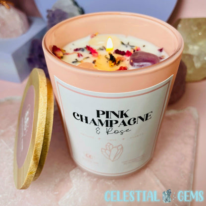 Pink Champagne + Rose Crystal Soy Candle