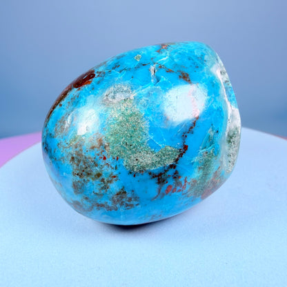 Chrysocolla Polished Small Freeform with Druzy Chalcedony, Peru