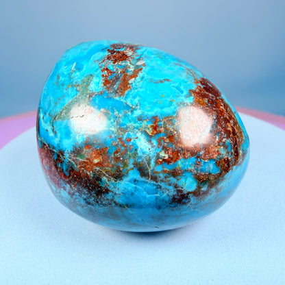 Chrysocolla Polished Small Freeform with Druzy Chalcedony, Peru