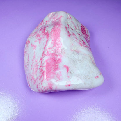 Pink Thulite + White Calcite Polished Medium Freeform, Norway
