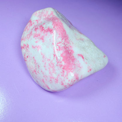 Pink Thulite + White Calcite Polished Medium Freeform, Norway