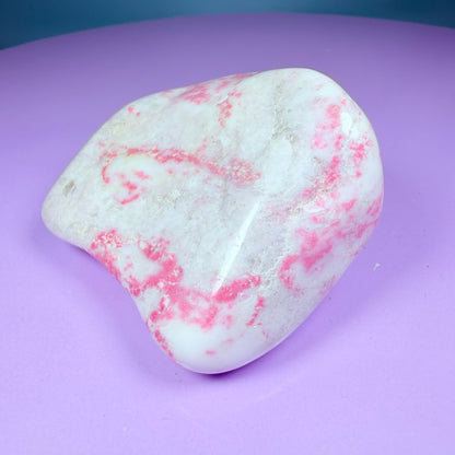 Pink Thulite + White Calcite Polished Medium Freeform, Norway