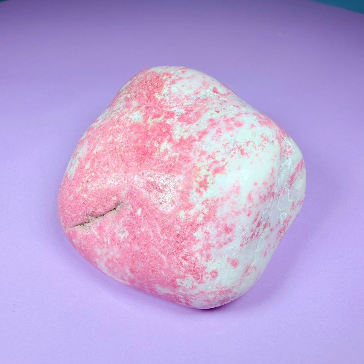 Pink Thulite + White Calcite Polished Medium Freeform, Norway