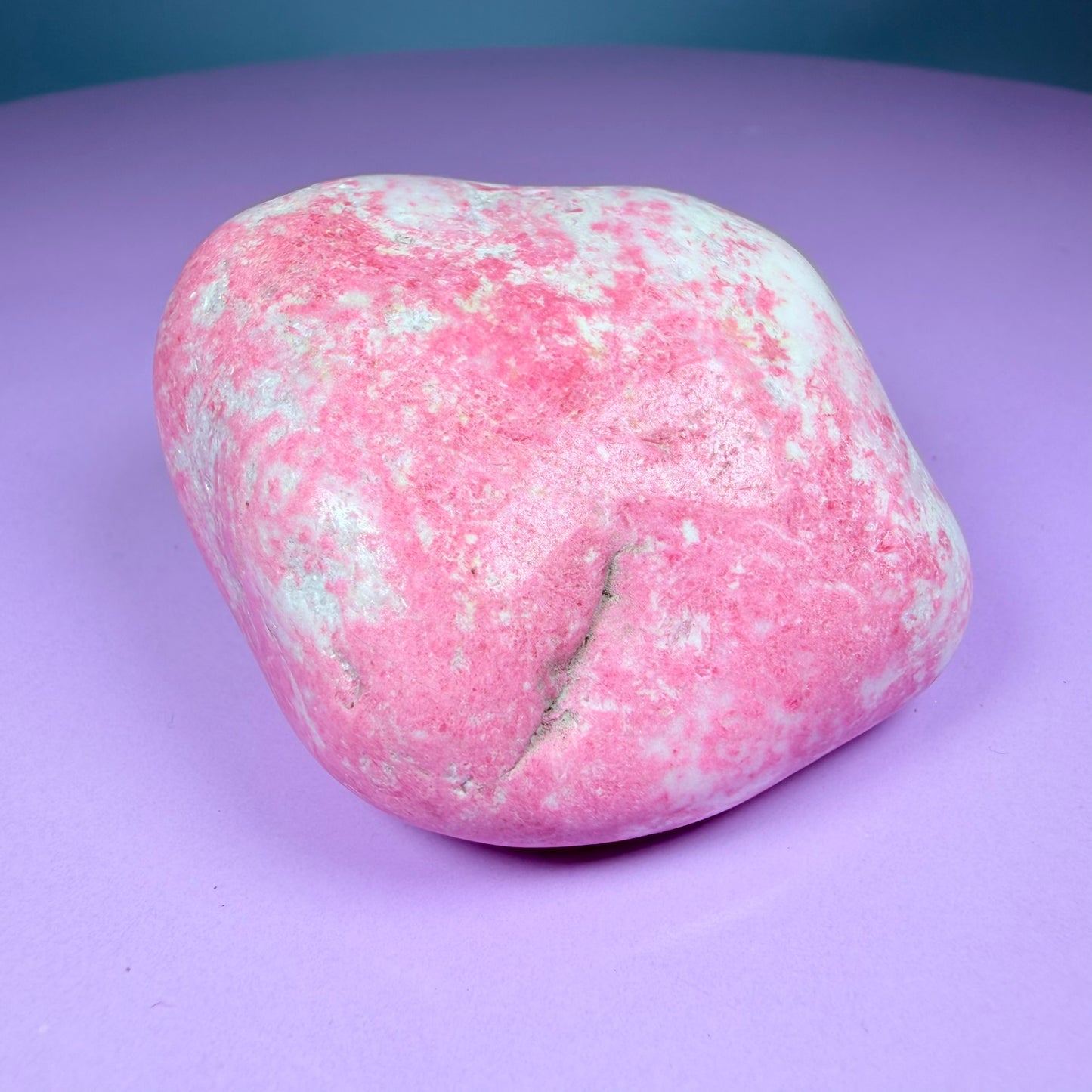 Pink Thulite + White Calcite Polished Medium Freeform, Norway