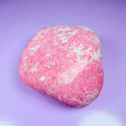 Pink Thulite + White Calcite Polished Medium Freeform, Norway