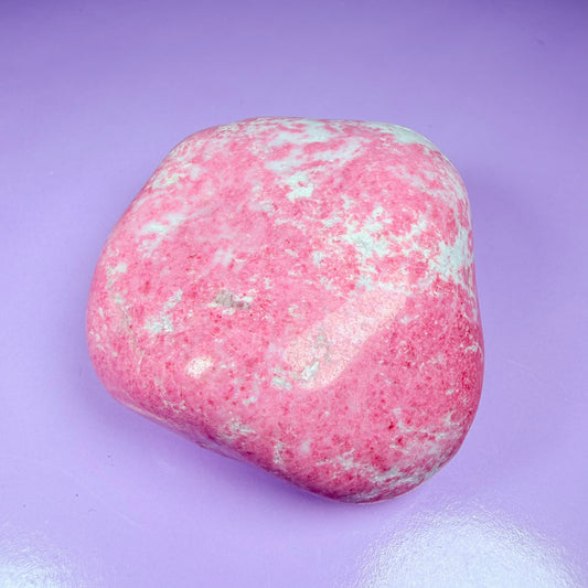 Pink Thulite + White Calcite Polished Medium Freeform, Norway