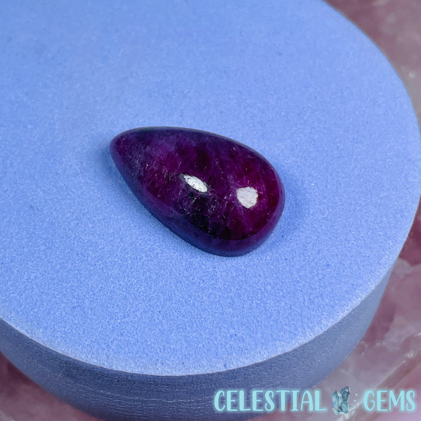 Ruby Teardrop Cabochon Crystal (UV Reactive)