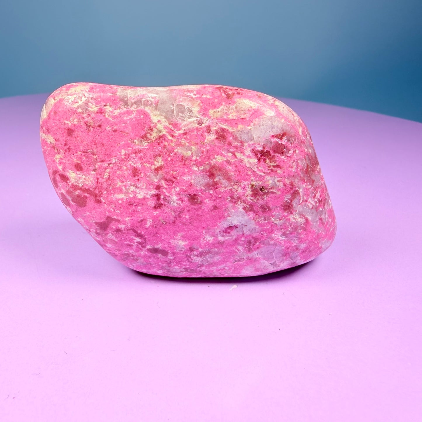 Pink Thulite + White Calcite Polished Medium Freeform, Norway
