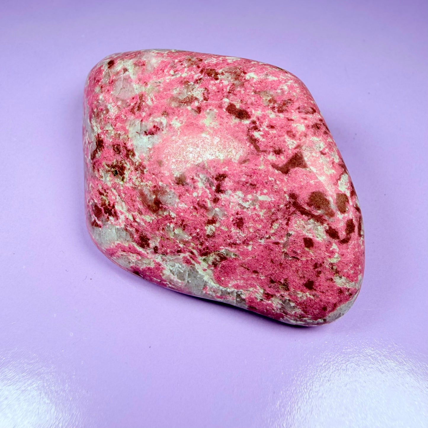 Pink Thulite + White Calcite Polished Medium Freeform, Norway