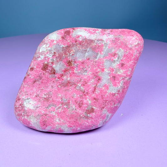 Pink Thulite + White Calcite Polished Medium Freeform, Norway