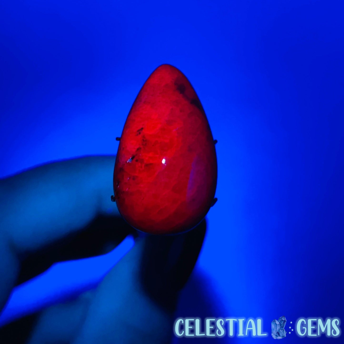 Ruby Teardrop Cabochon Crystal (UV Reactive)
