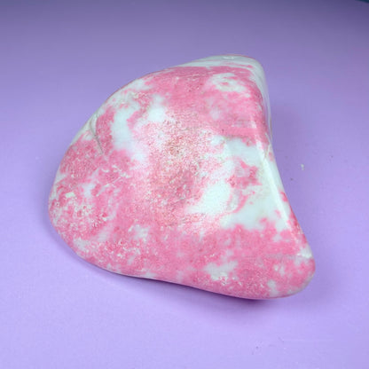 Pink Thulite + White Calcite Polished Medium Freeform, Norway