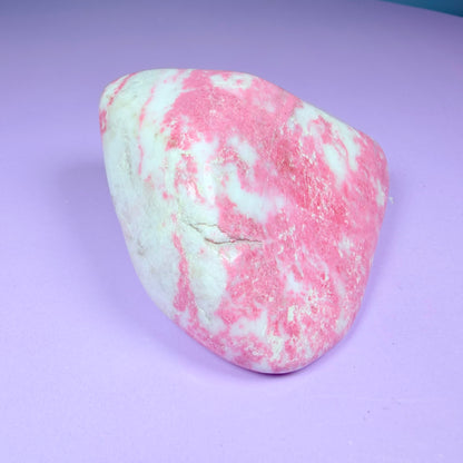 Pink Thulite + White Calcite Polished Medium Freeform, Norway