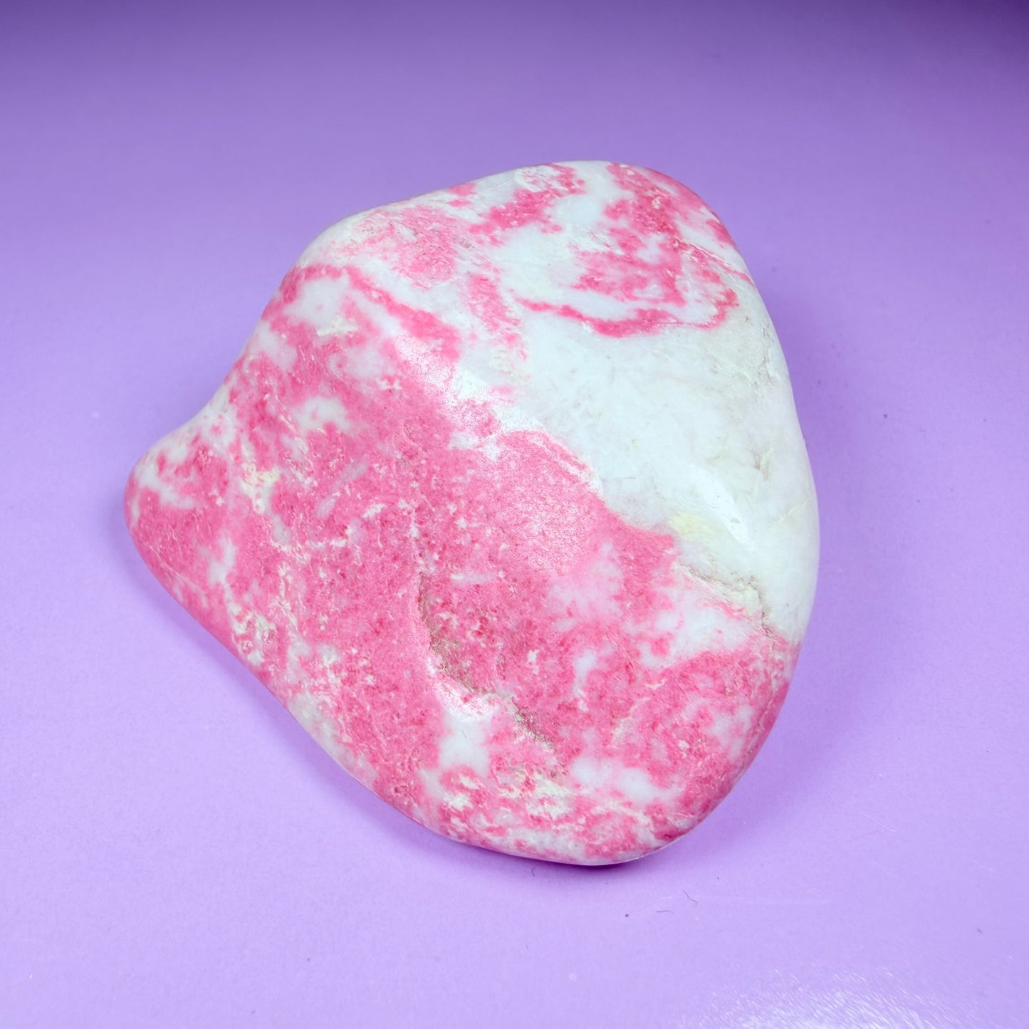 Pink Thulite + White Calcite Polished Medium Freeform, Norway