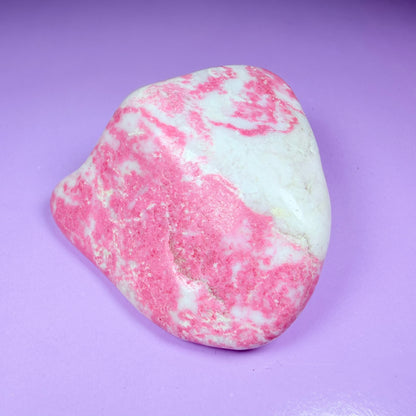Pink Thulite + White Calcite Polished Medium Freeform, Norway