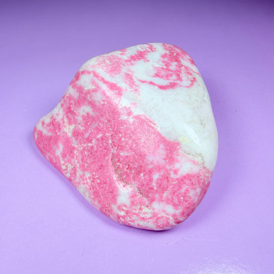 Pink Thulite + White Calcite Polished Medium Freeform, Norway