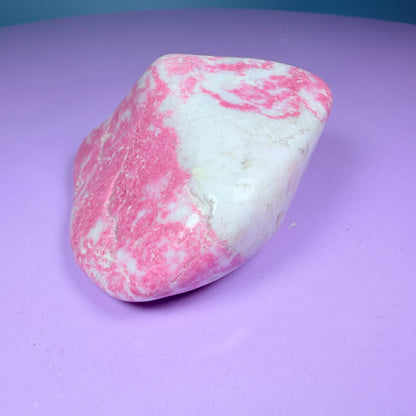 Pink Thulite + White Calcite Polished Medium Freeform, Norway