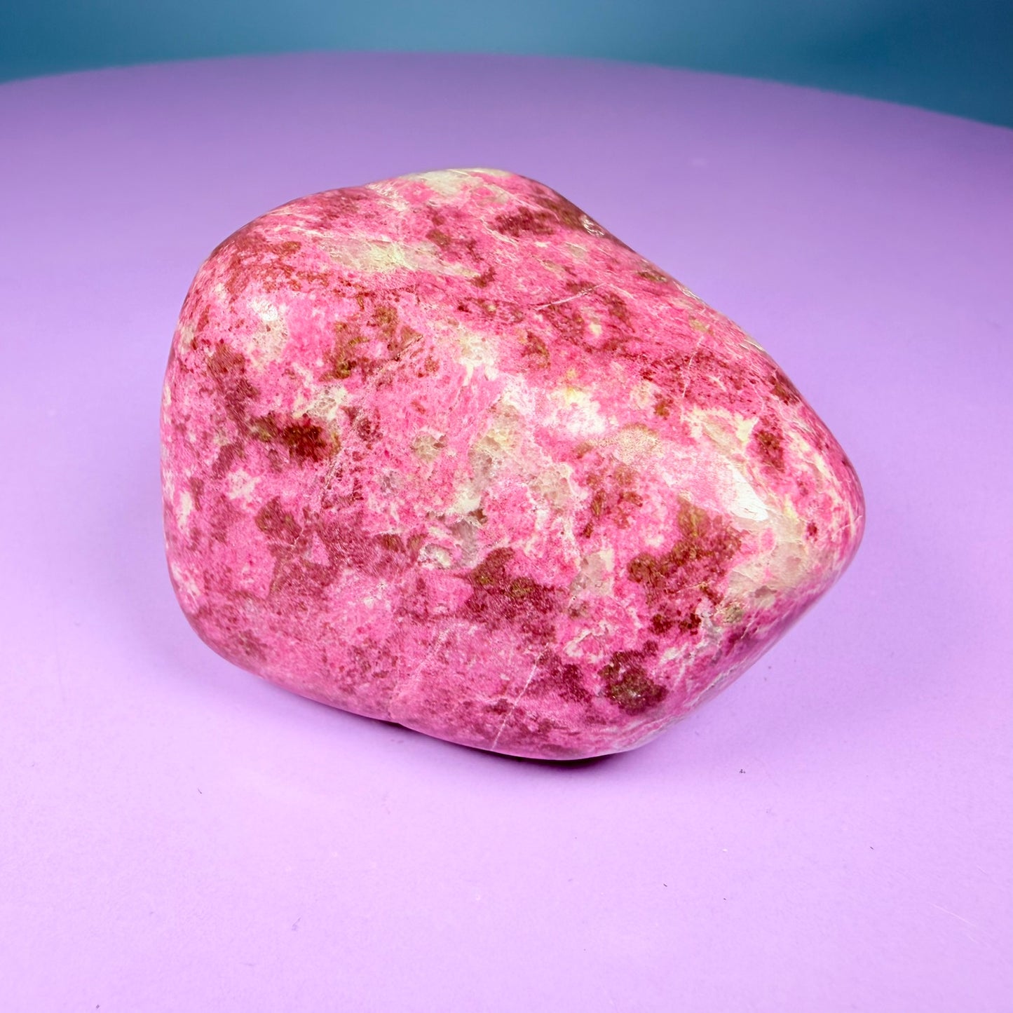 Pink Thulite + White Calcite Polished Medium Freeform, Norway