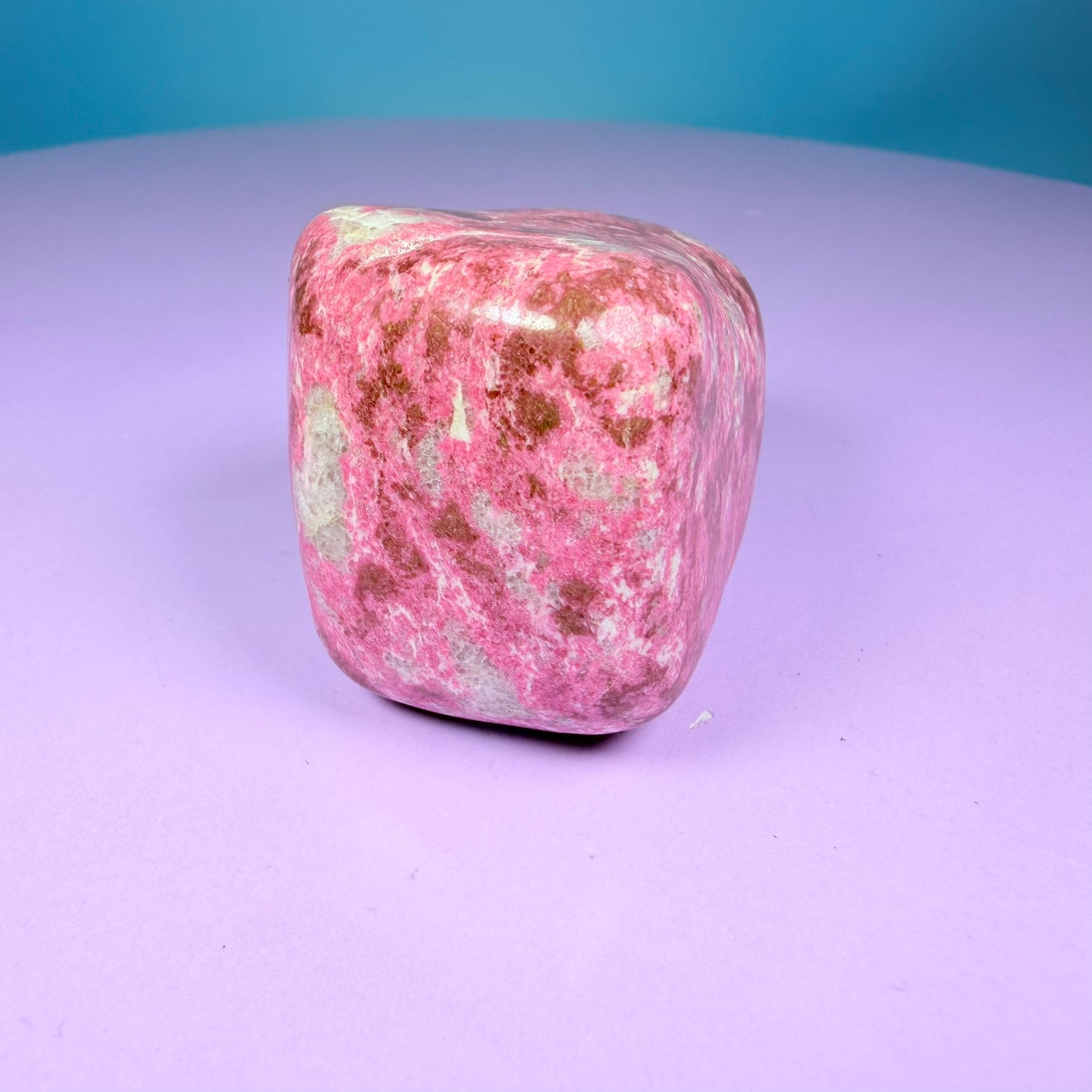 Pink Thulite + White Calcite Polished Medium Freeform, Norway