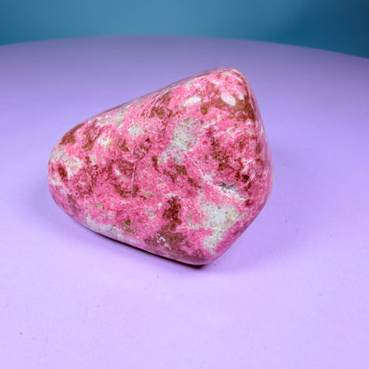 Pink Thulite + White Calcite Polished Medium Freeform, Norway