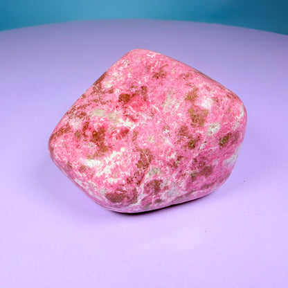 Pink Thulite + White Calcite Polished Medium Freeform, Norway