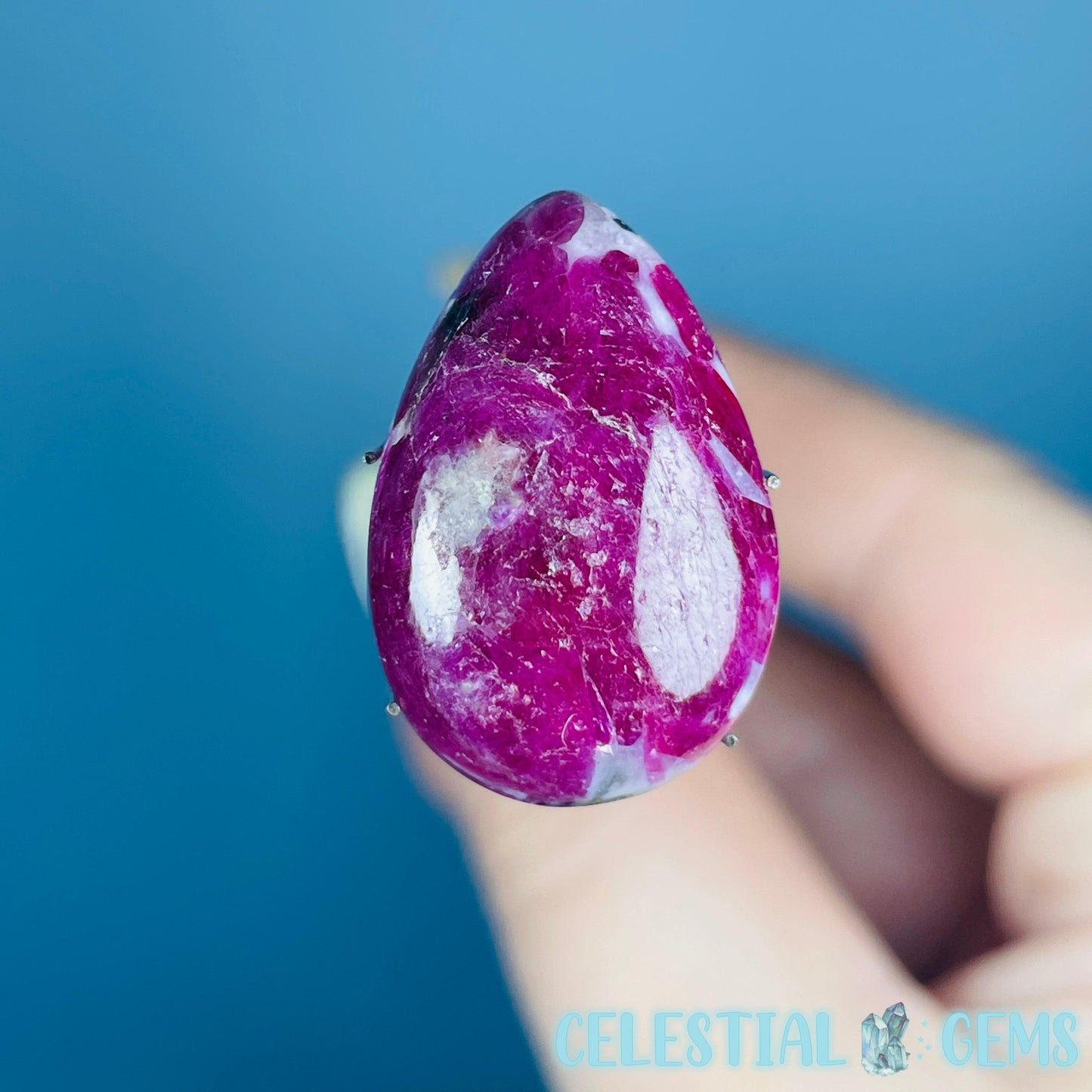 Ruby Teardrop Cabochon Crystal (UV Reactive)