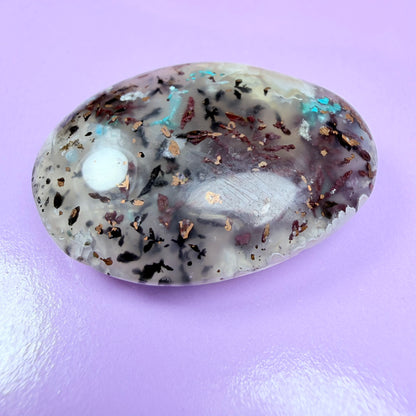 Rare Native Copper, Chrysocolla + Chalcedony Cabochon