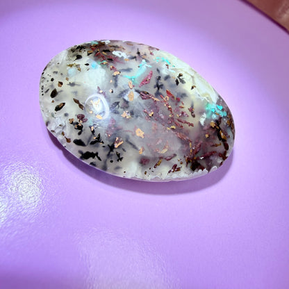 Rare Native Copper, Chrysocolla + Chalcedony Cabochon