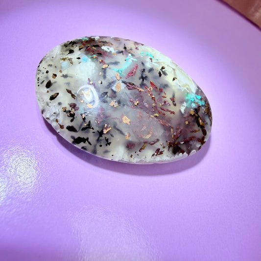 Rare Native Copper, Chrysocolla + Chalcedony Cabochon