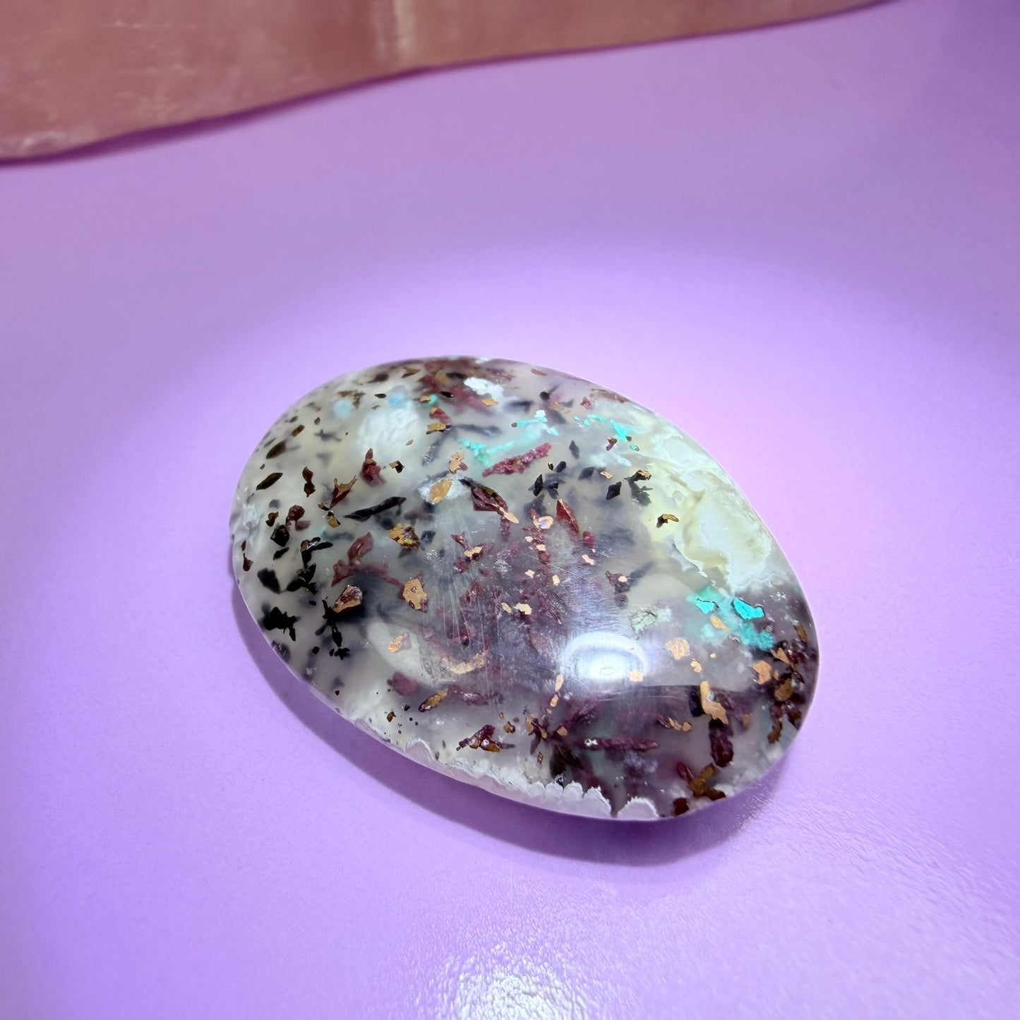 Rare Native Copper, Chrysocolla + Chalcedony Cabochon