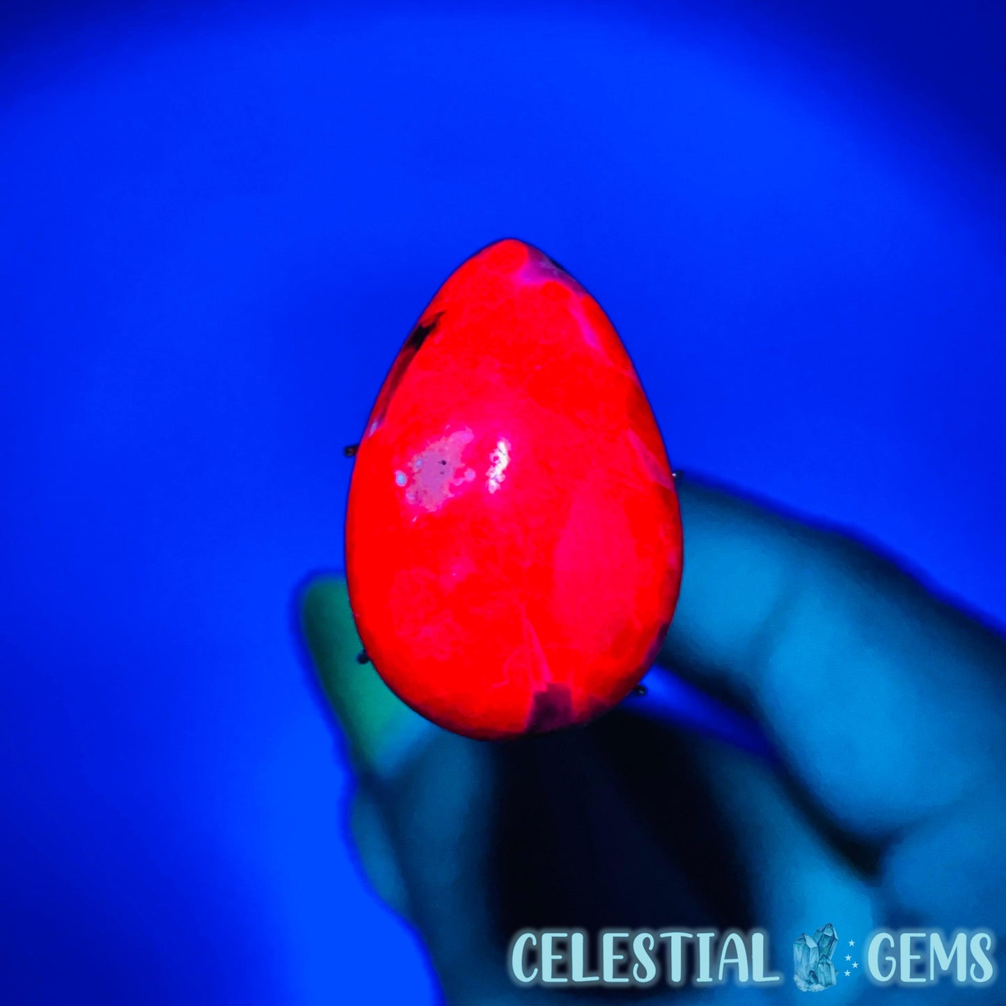Ruby Teardrop Cabochon Crystal (UV Reactive)