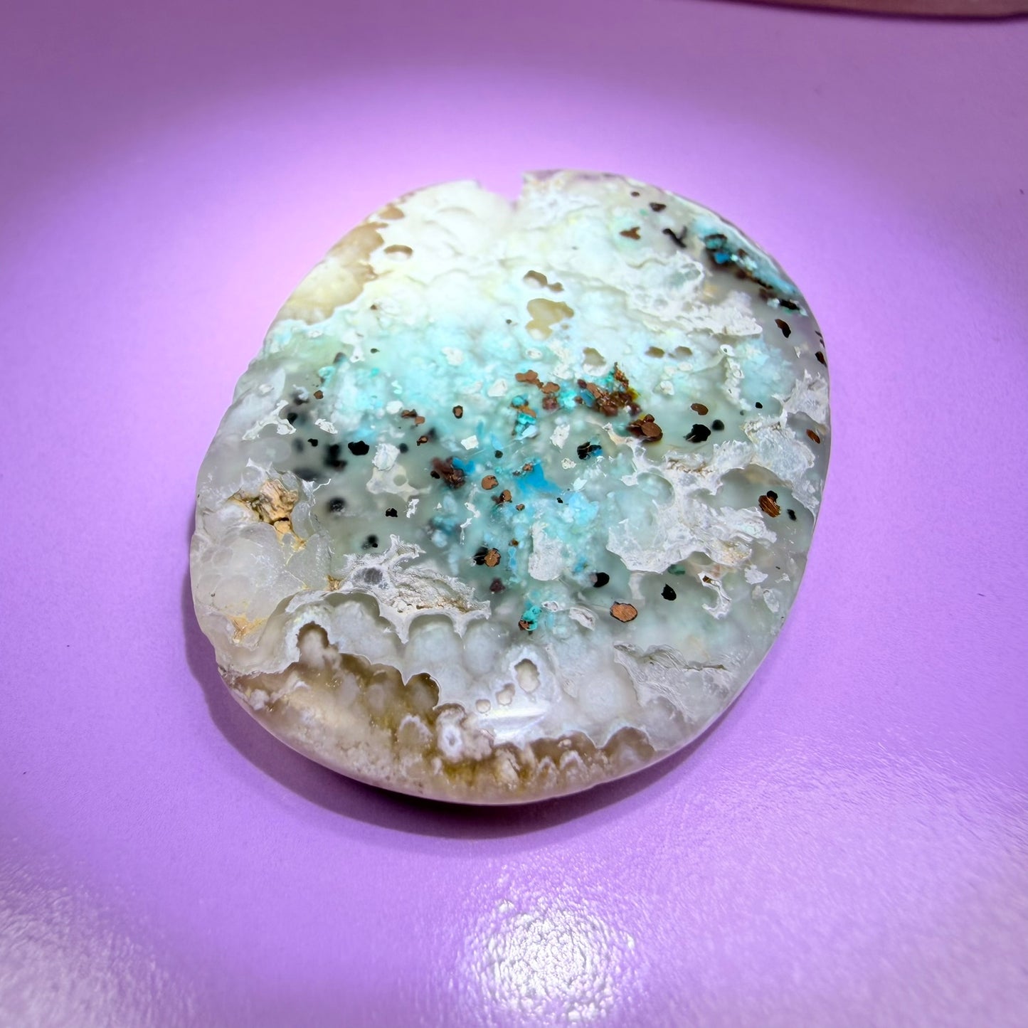 Rare Native Copper, Chrysocolla + Chalcedony Cabochon