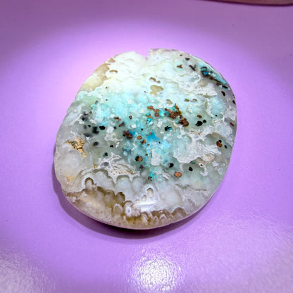 Rare Native Copper, Chrysocolla + Chalcedony Cabochon