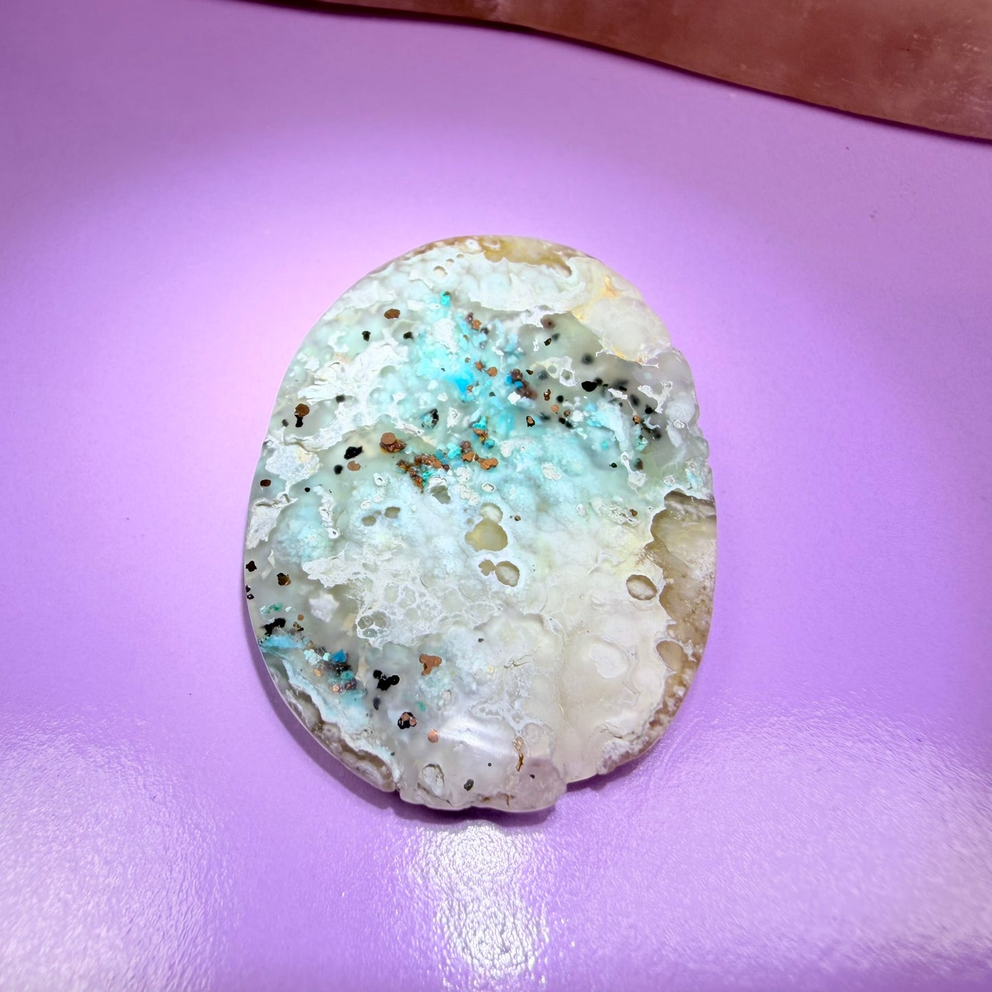 Rare Native Copper, Chrysocolla + Chalcedony Cabochon