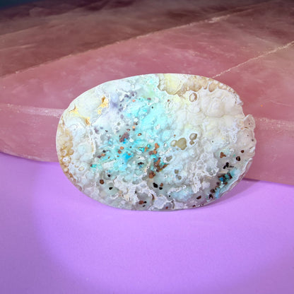 Rare Native Copper, Chrysocolla + Chalcedony Cabochon