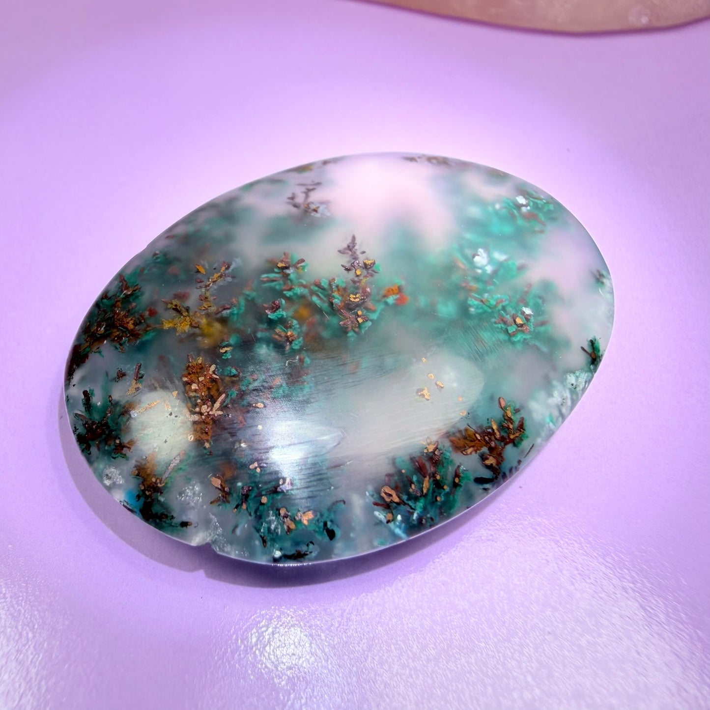 Rare Native Copper, Chrysocolla + Chalcedony Cabochon