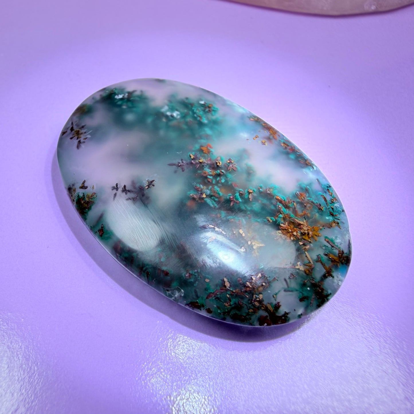 Rare Native Copper, Chrysocolla + Chalcedony Cabochon