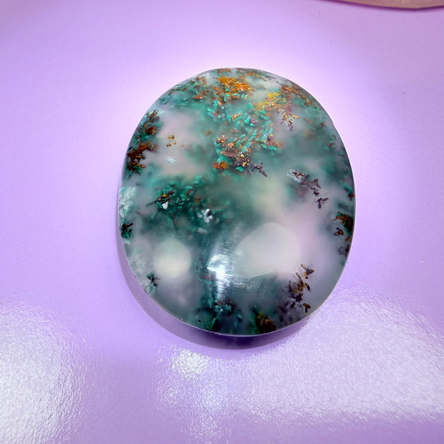 Rare Native Copper, Chrysocolla + Chalcedony Cabochon