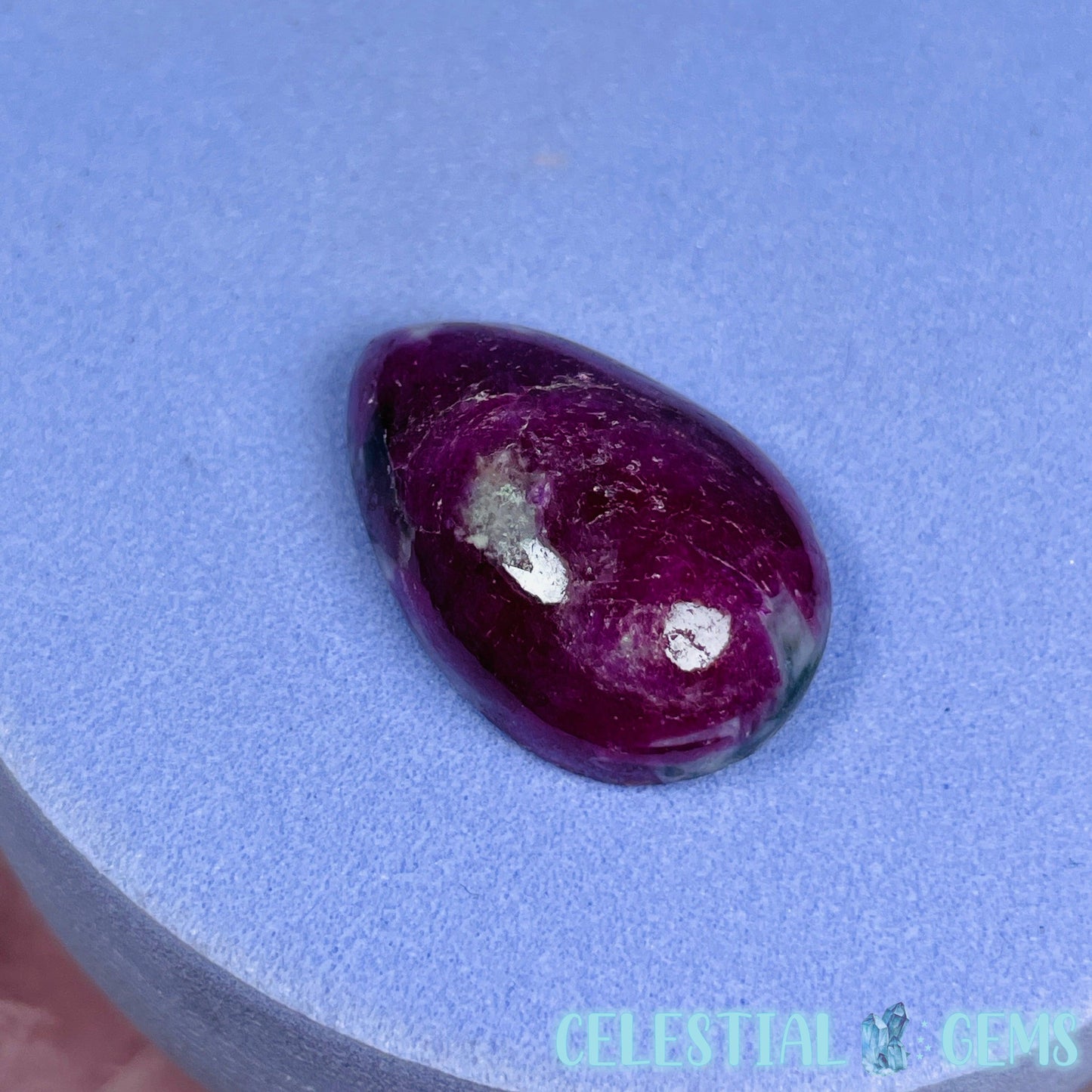Ruby Teardrop Cabochon Crystal (UV Reactive)