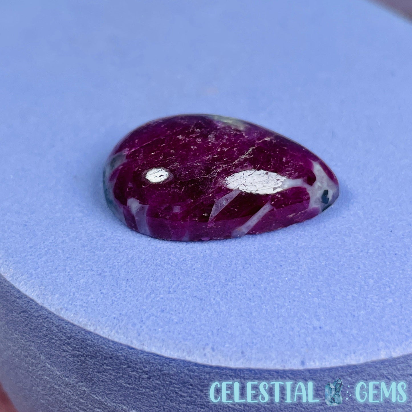 Ruby Teardrop Cabochon Crystal (UV Reactive)