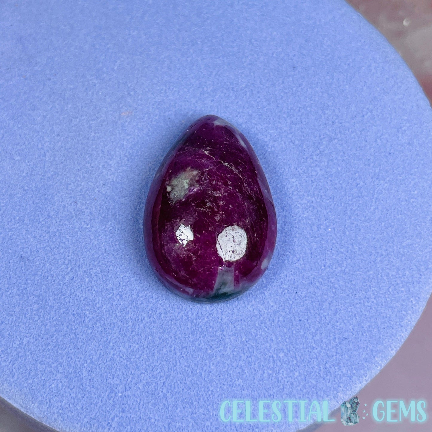 Ruby Teardrop Cabochon Crystal (UV Reactive)