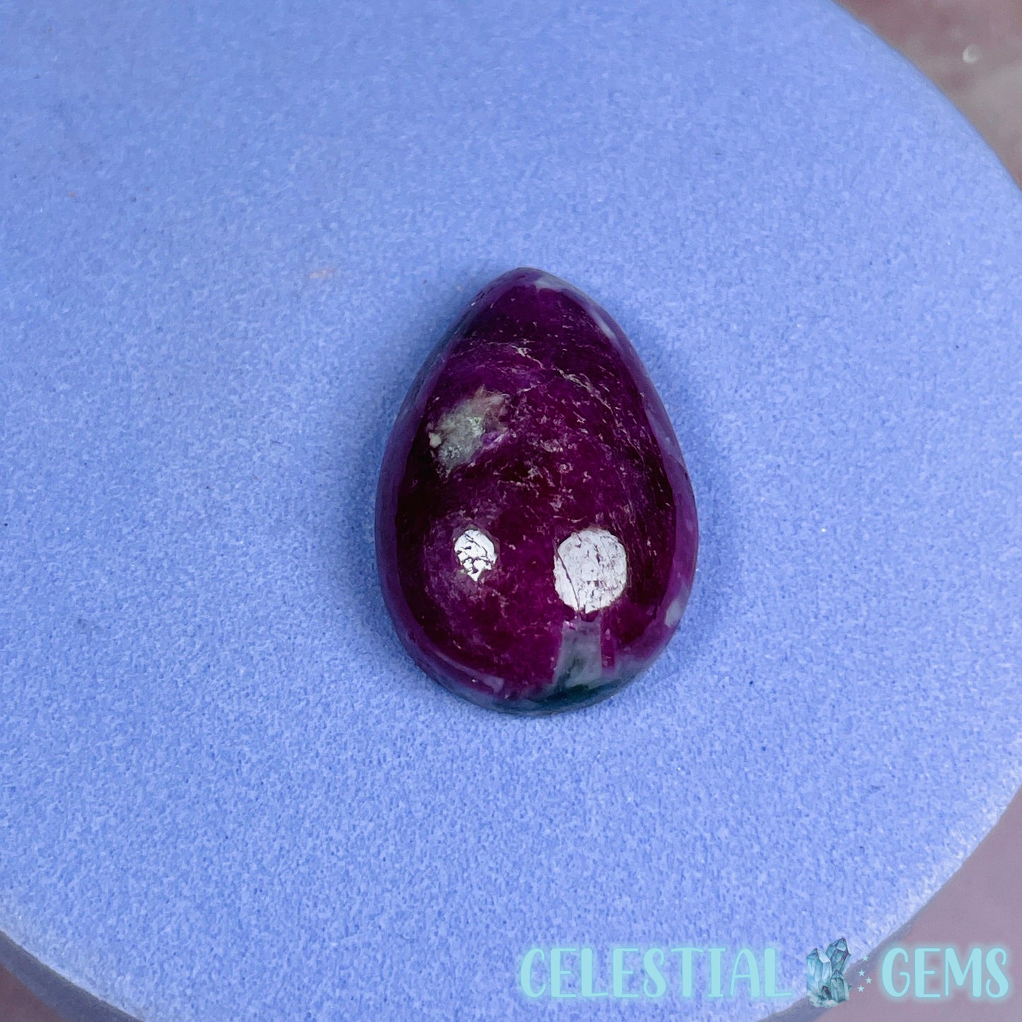 Ruby Teardrop Cabochon Crystal (UV Reactive)