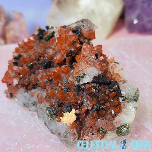 Red Hematoid Quartz with Pyrite + Dolomite Medium Cluster Specimen B