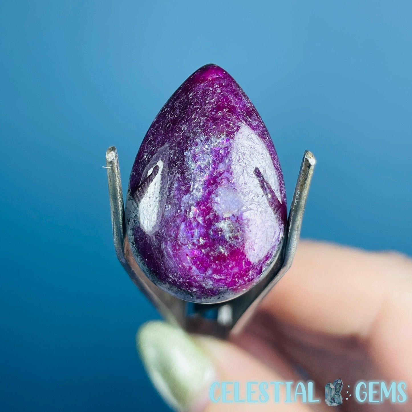 Ruby Teardrop Cabochon Crystal (UV Reactive)