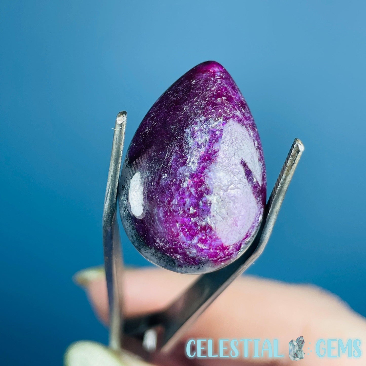 Ruby Teardrop Cabochon Crystal (UV Reactive)