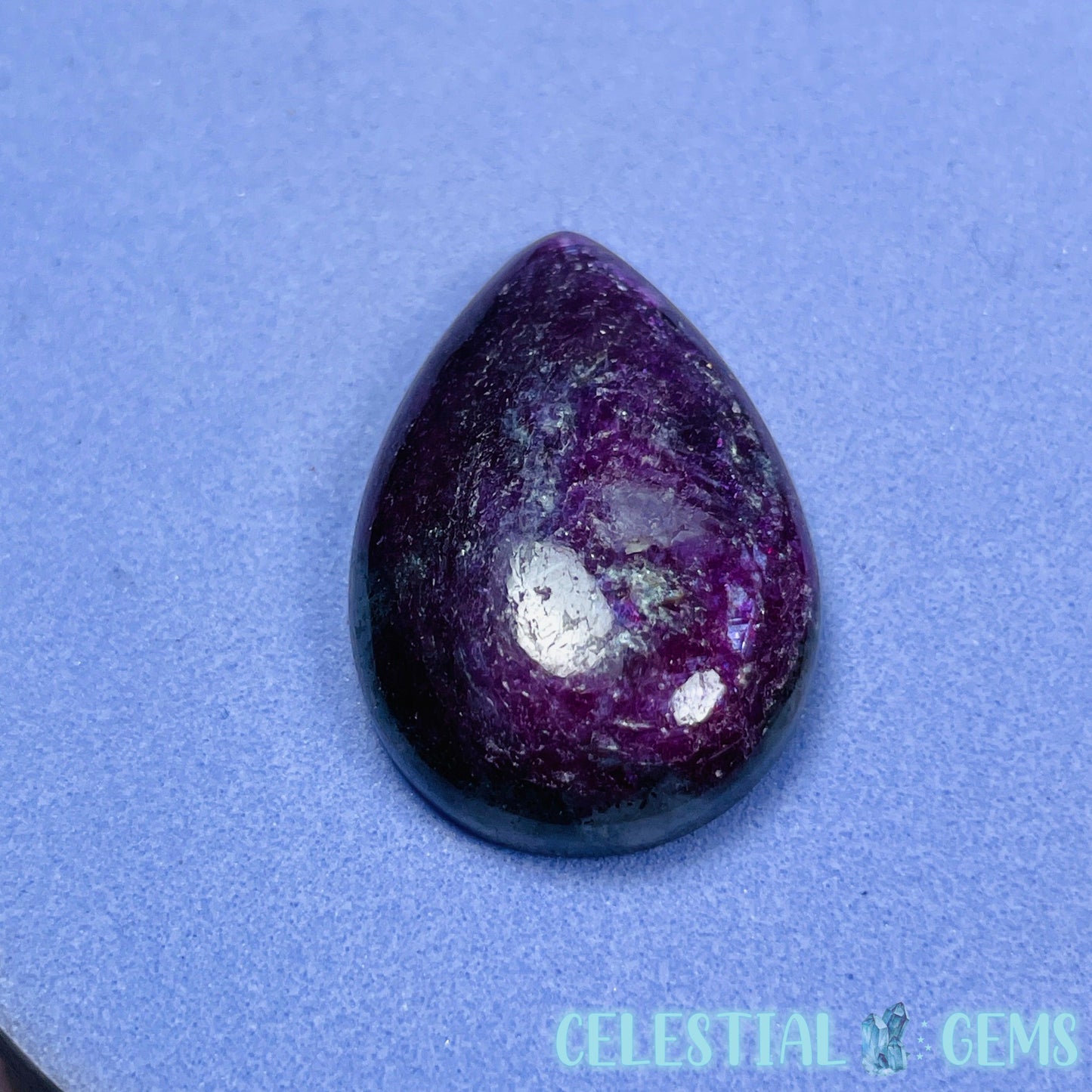 Ruby Teardrop Cabochon Crystal (UV Reactive)