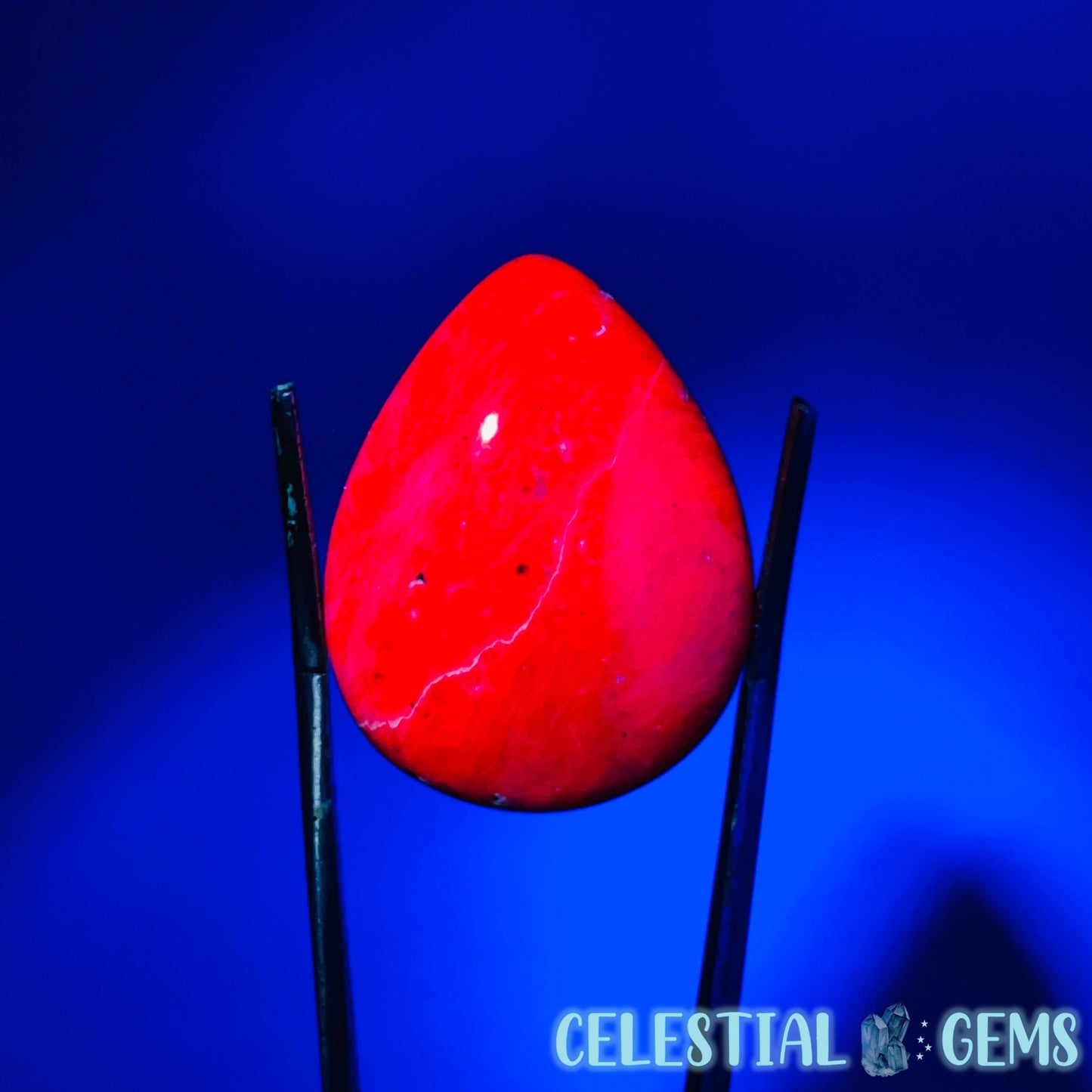 Ruby Teardrop Cabochon Crystal (UV Reactive)