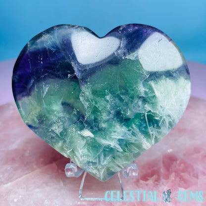Snow Feather Fluorite Heart Medium Carving