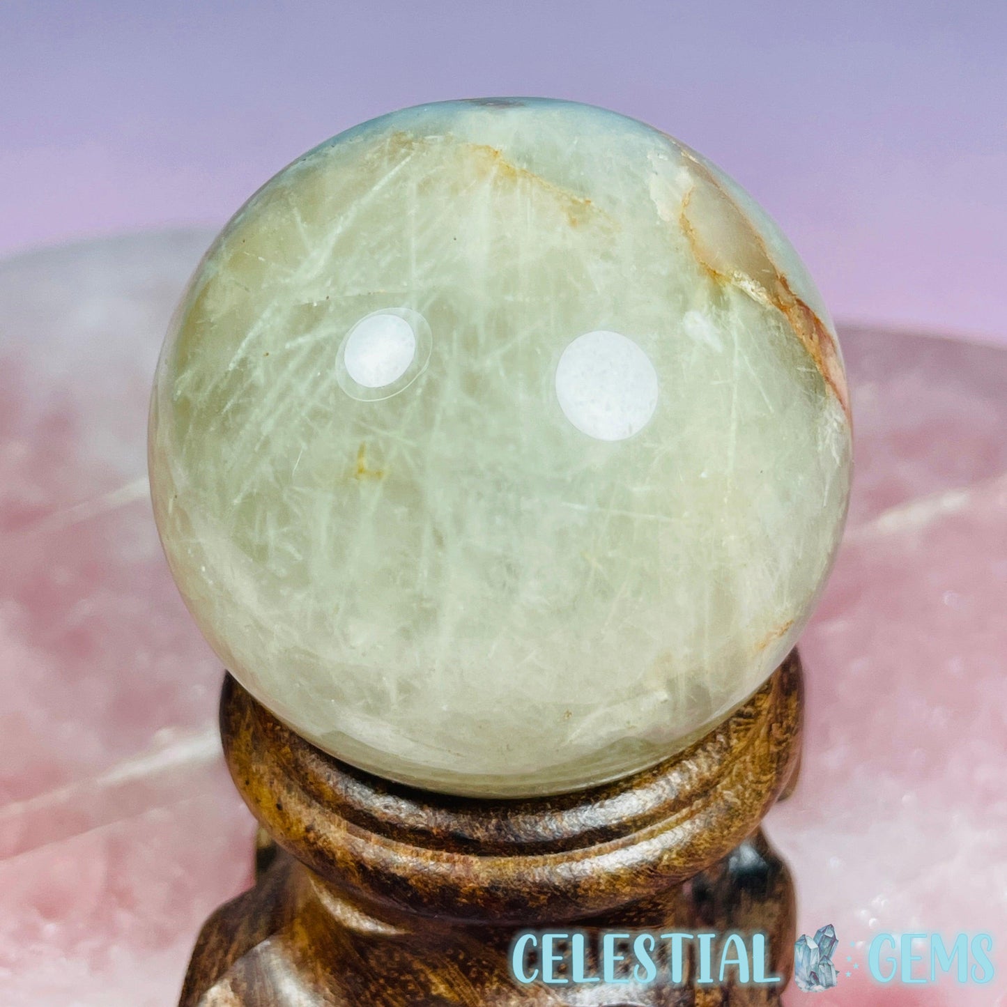 Actinolite (Green Rutile) Quartz Small Sphere