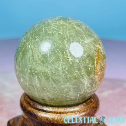 Actinolite (Green Rutile) Quartz Small Sphere